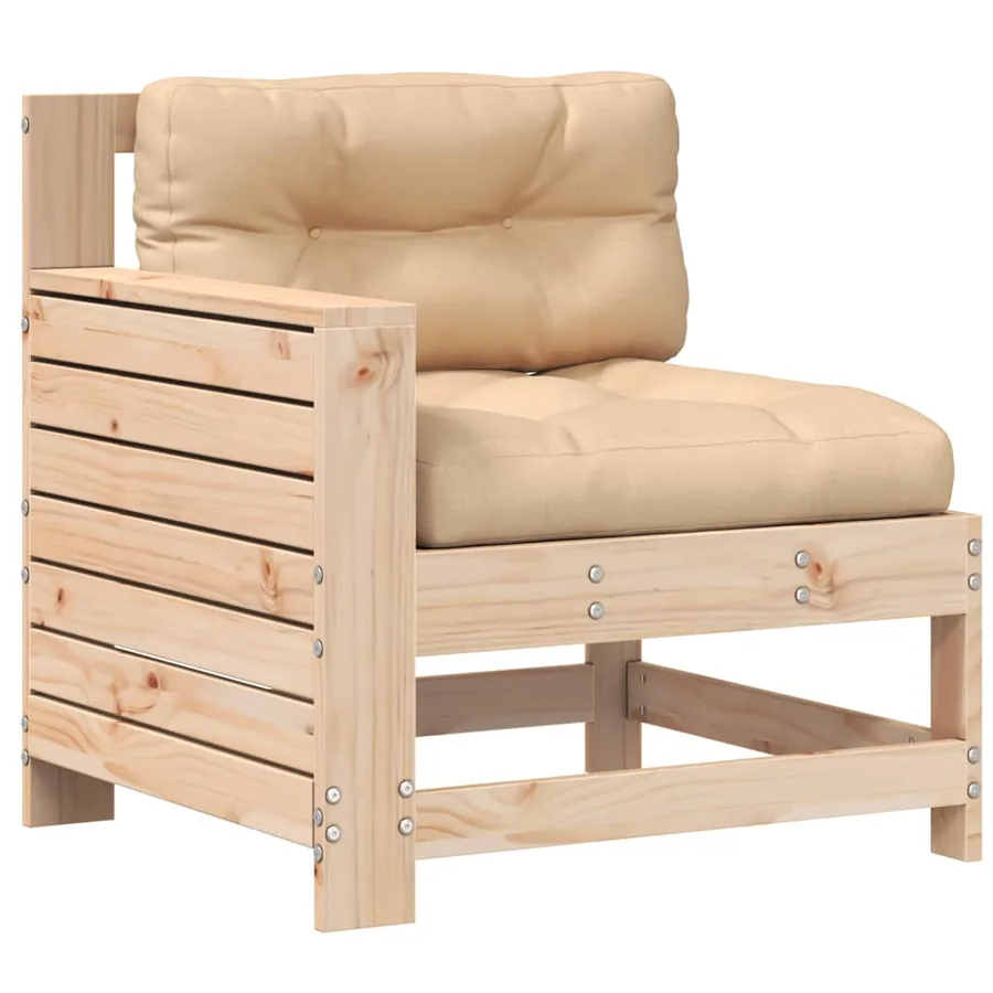 Canapé de jardin accoudoir avec coussin bois massif de pin - 2
