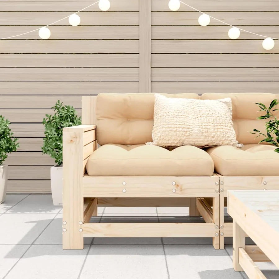 Canapé de jardin accoudoir avec coussin bois massif de pin - 3