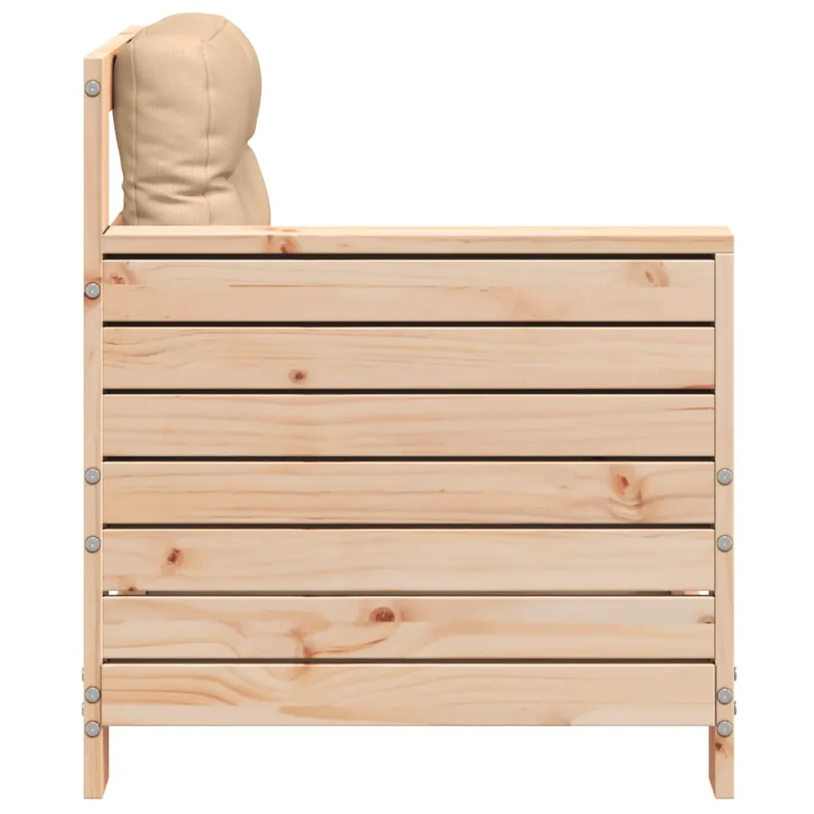 Canapé de jardin accoudoir avec coussin bois massif de pin - 5