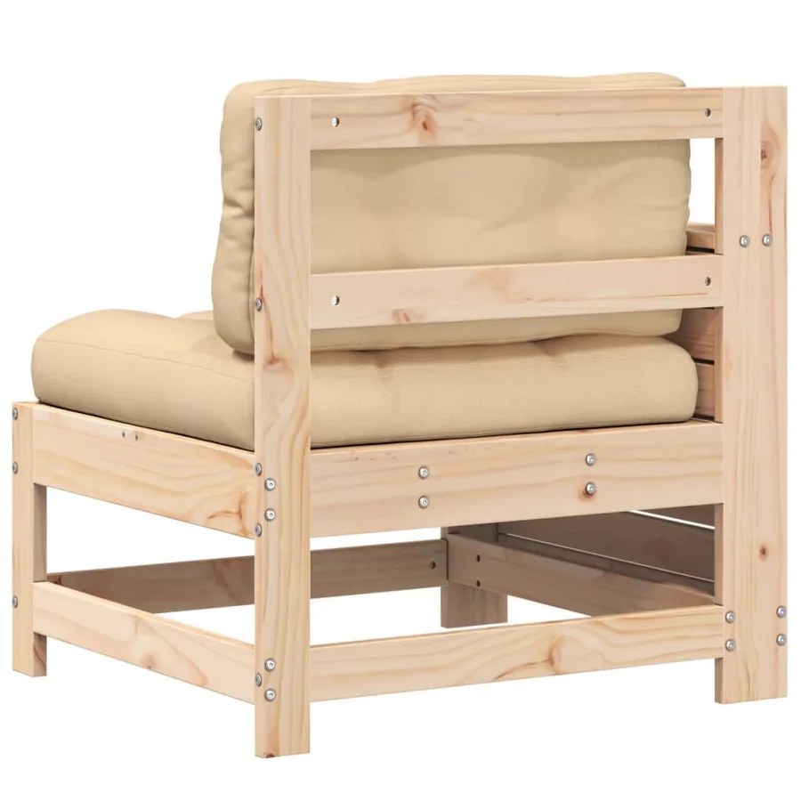 Canapé de jardin accoudoir avec coussin bois massif de pin - 6