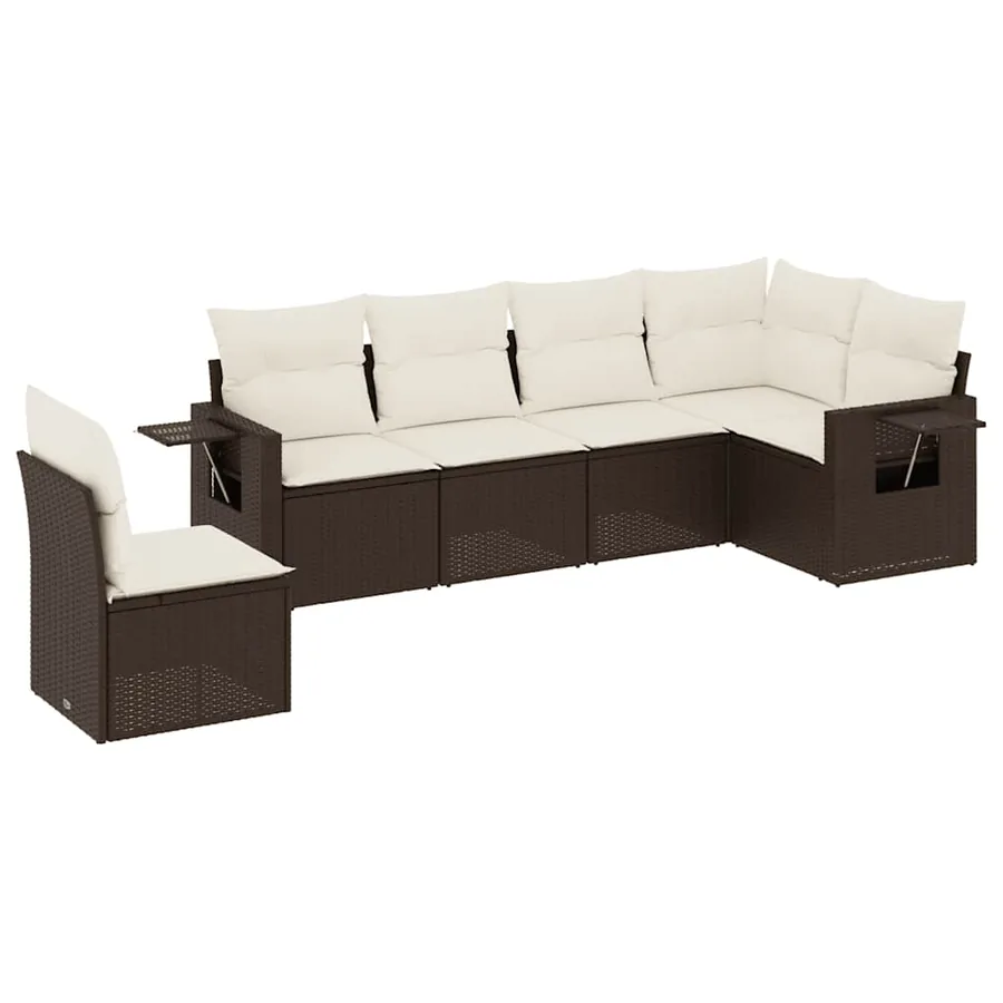 Salon de jardin avec coussins 6 pcs marron résine tressée - 2