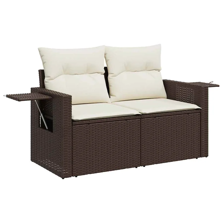 Salon de jardin avec coussins 6 pcs marron résine tressée - 6