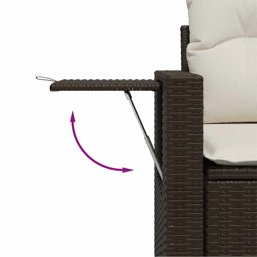 Salon de jardin avec coussins 7 pcs marron résine tressée - 3