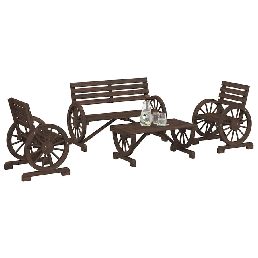 Salon de jardin 4 pcs bois de sapin massif