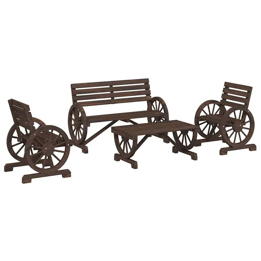 Salon de jardin 4 pcs bois de sapin massif - 2