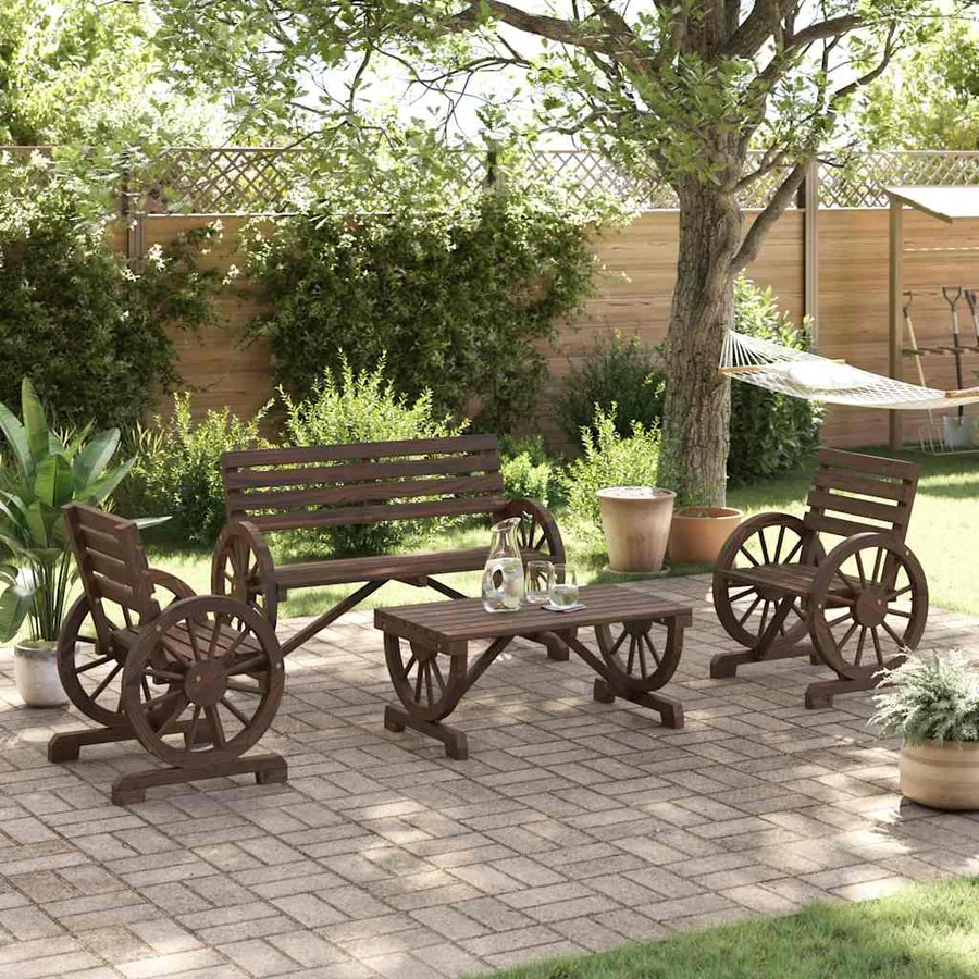 Salon de jardin 4 pcs bois de sapin massif - 3