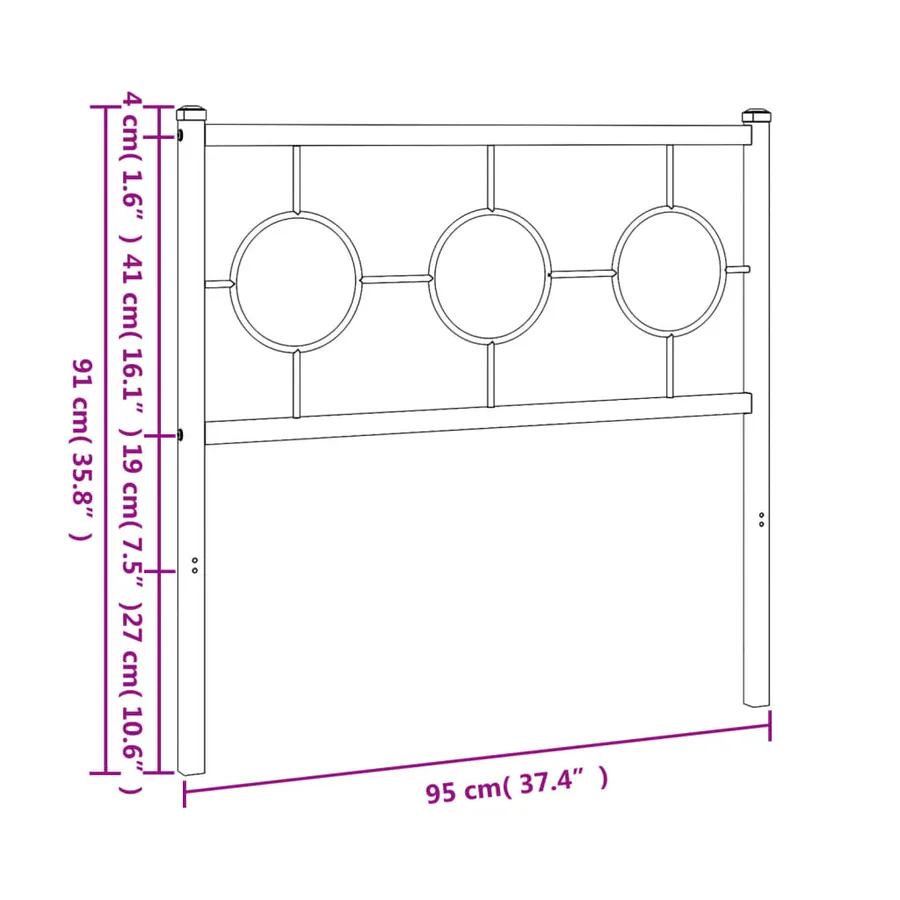 Tête de lit de remplacement métal noir 90 cm - 7