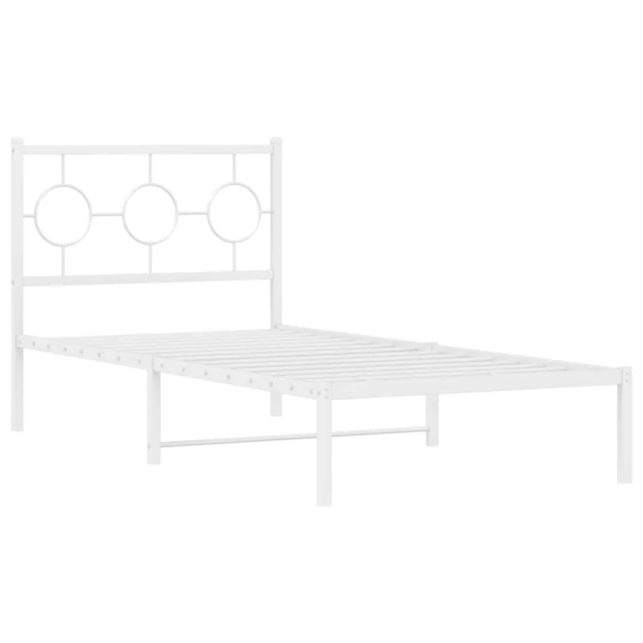 Cadre de lit métal sans matelas avec tête de lit blanc 90x200cm - 3