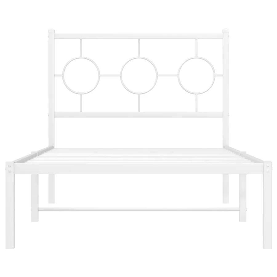 Cadre de lit métal sans matelas avec tête de lit blanc 90x200cm - 5