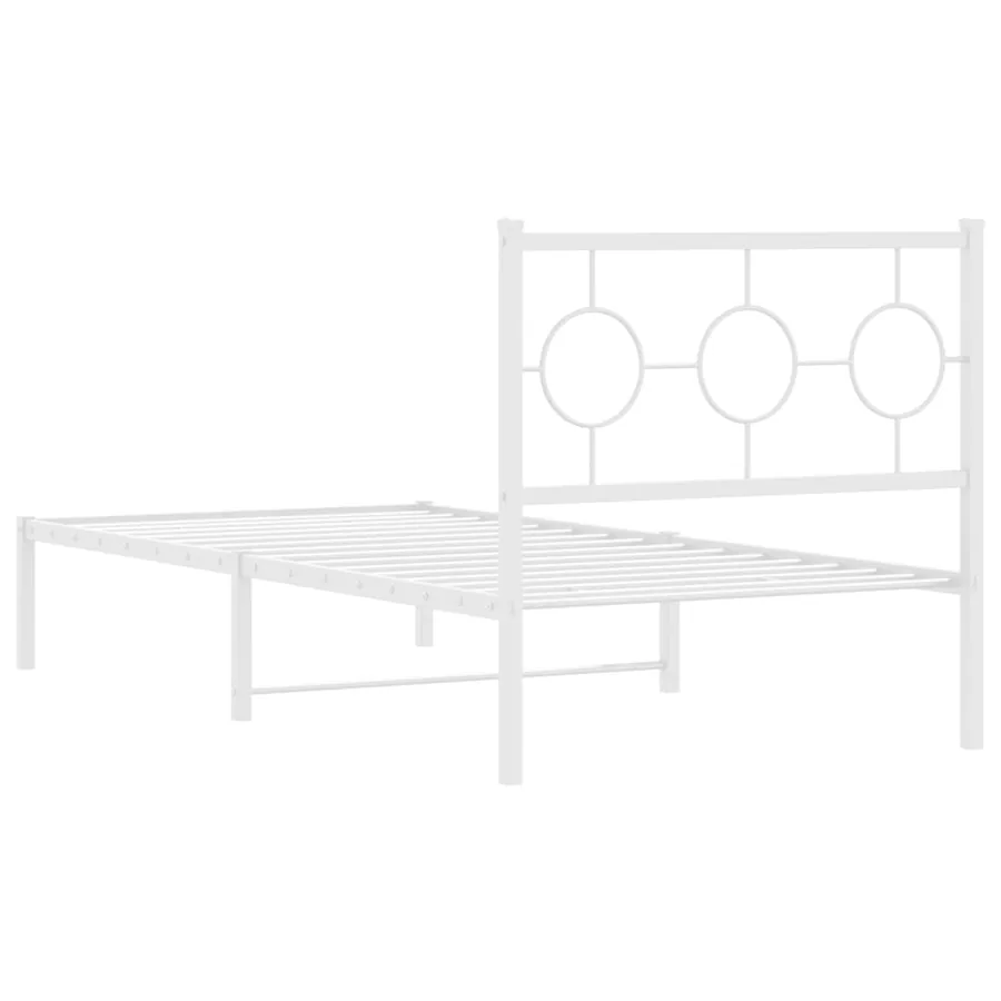 Cadre de lit métal sans matelas avec tête de lit blanc 90x200cm - 7