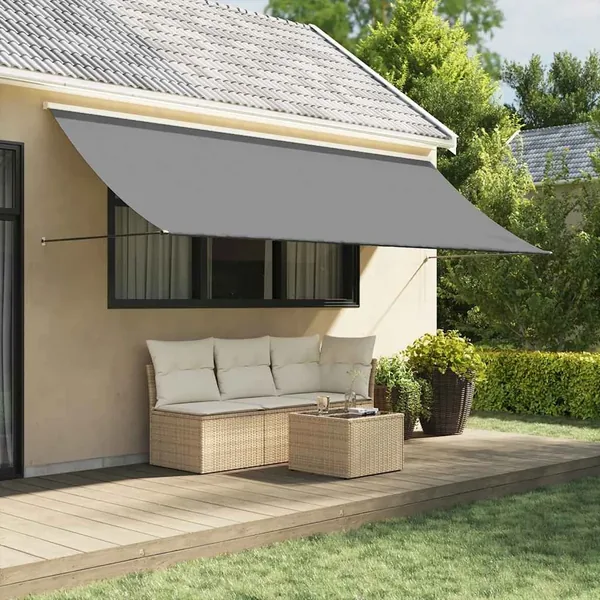 Auvent rétractable anthracite 400x150 m tissu et acier