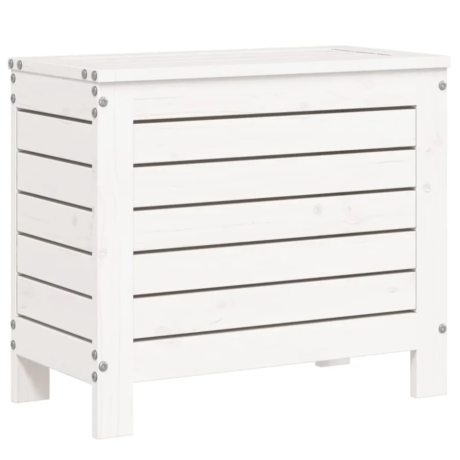 Salon de jardin 7 pcs blanc bois de pin massif - 10