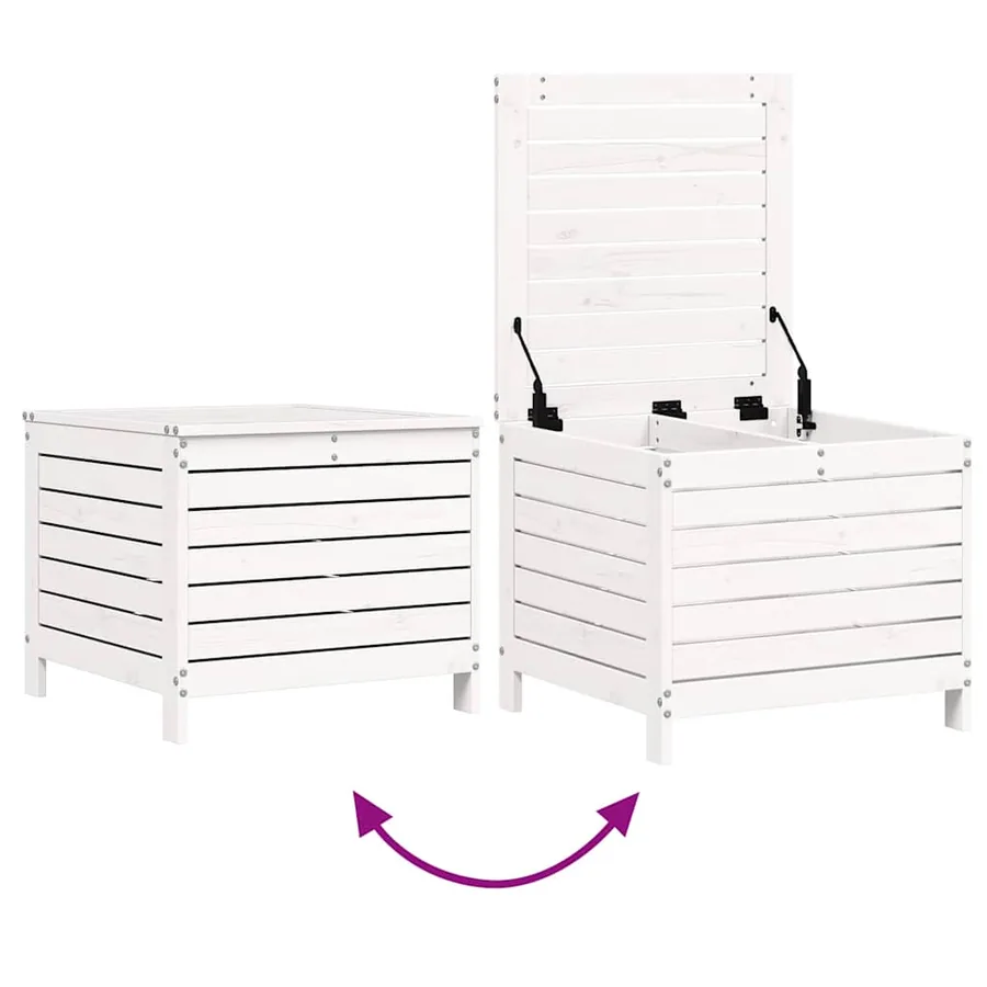 Salon de jardin 7 pcs blanc bois de pin massif - 12