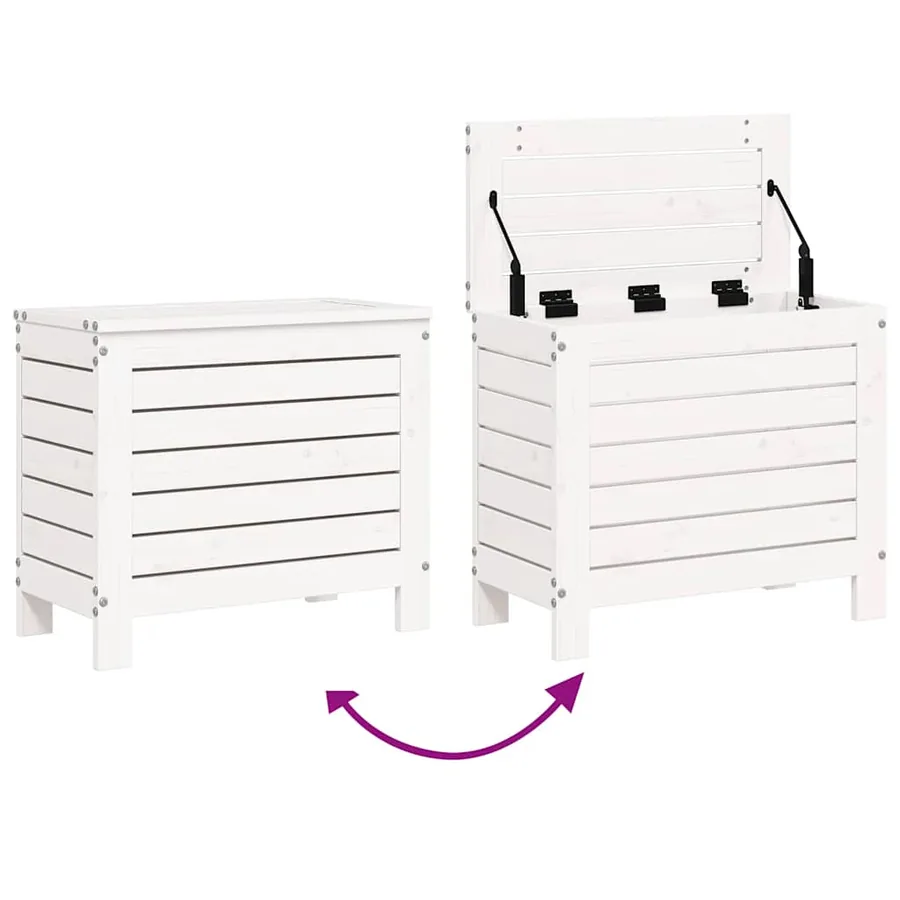 Salon de jardin 7 pcs blanc bois de pin massif - 13