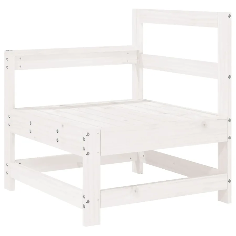 Salon de jardin 7 pcs blanc bois de pin massif - 5