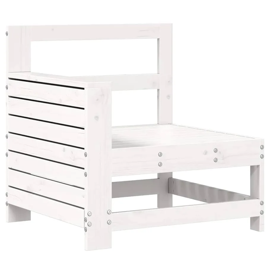Salon de jardin 7 pcs blanc bois de pin massif - 6