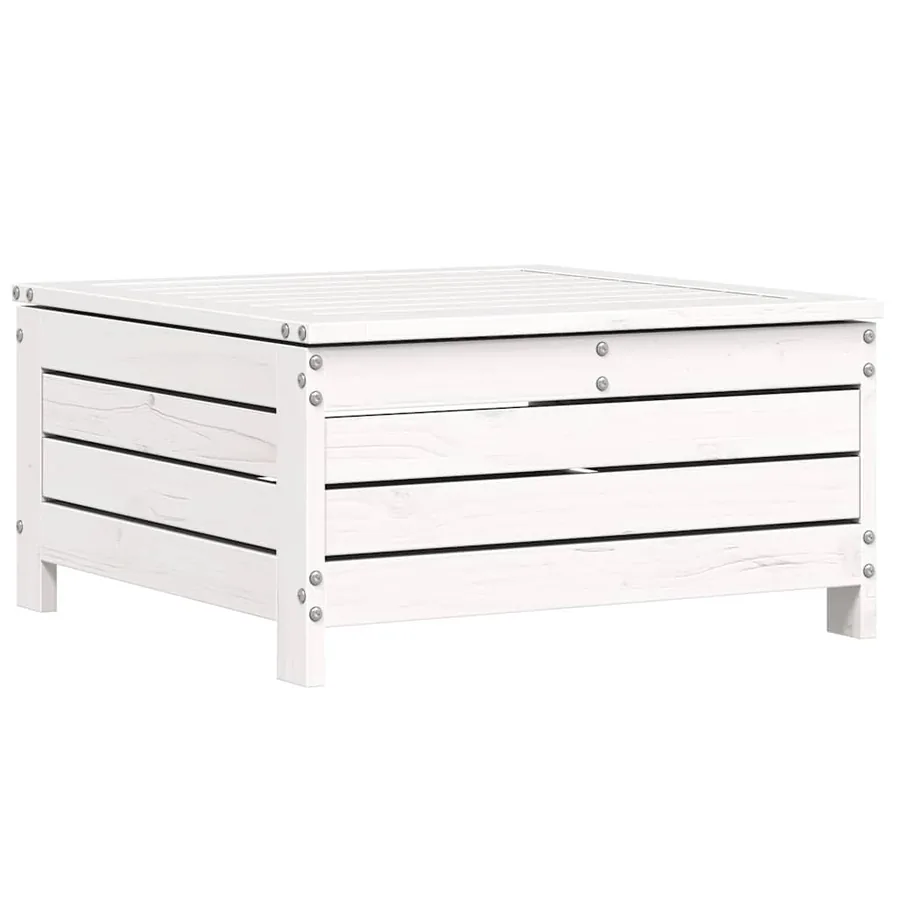 Salon de jardin 7 pcs blanc bois de pin massif - 8