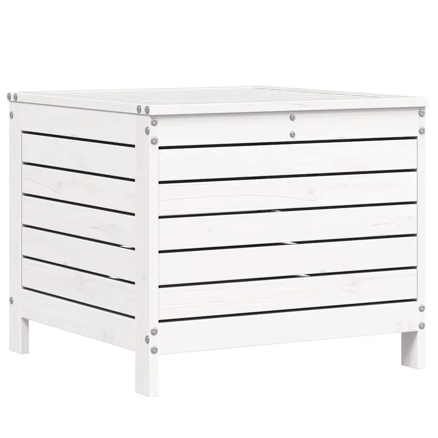 Salon de jardin 7 pcs blanc bois de pin massif - 9