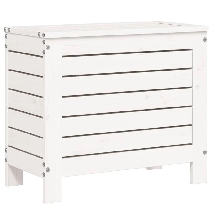 Salon de jardin 7 pcs blanc bois de pin massif - 10