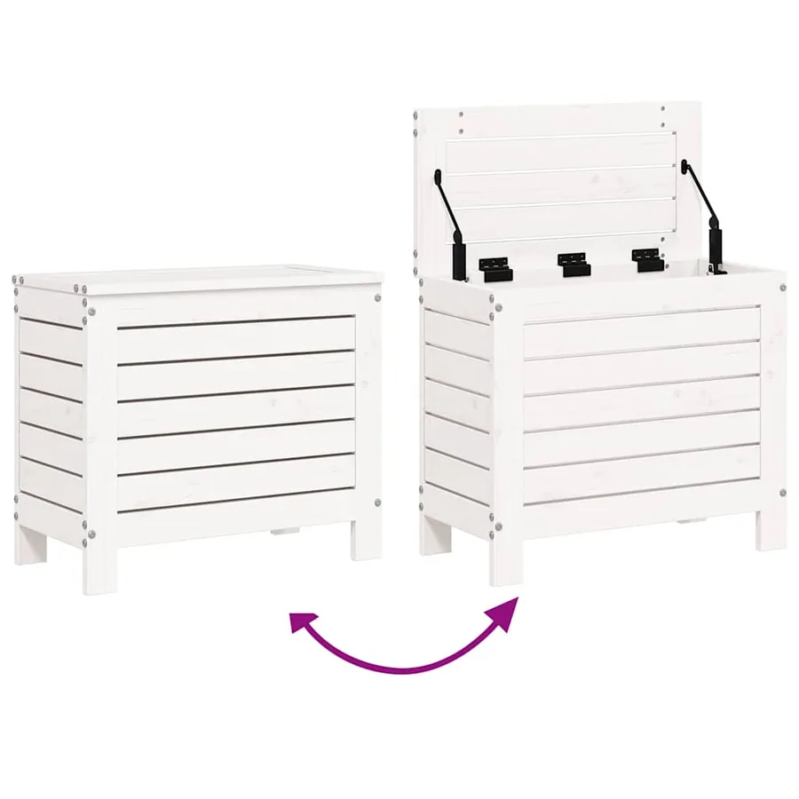 Salon de jardin 7 pcs blanc bois de pin massif - 12