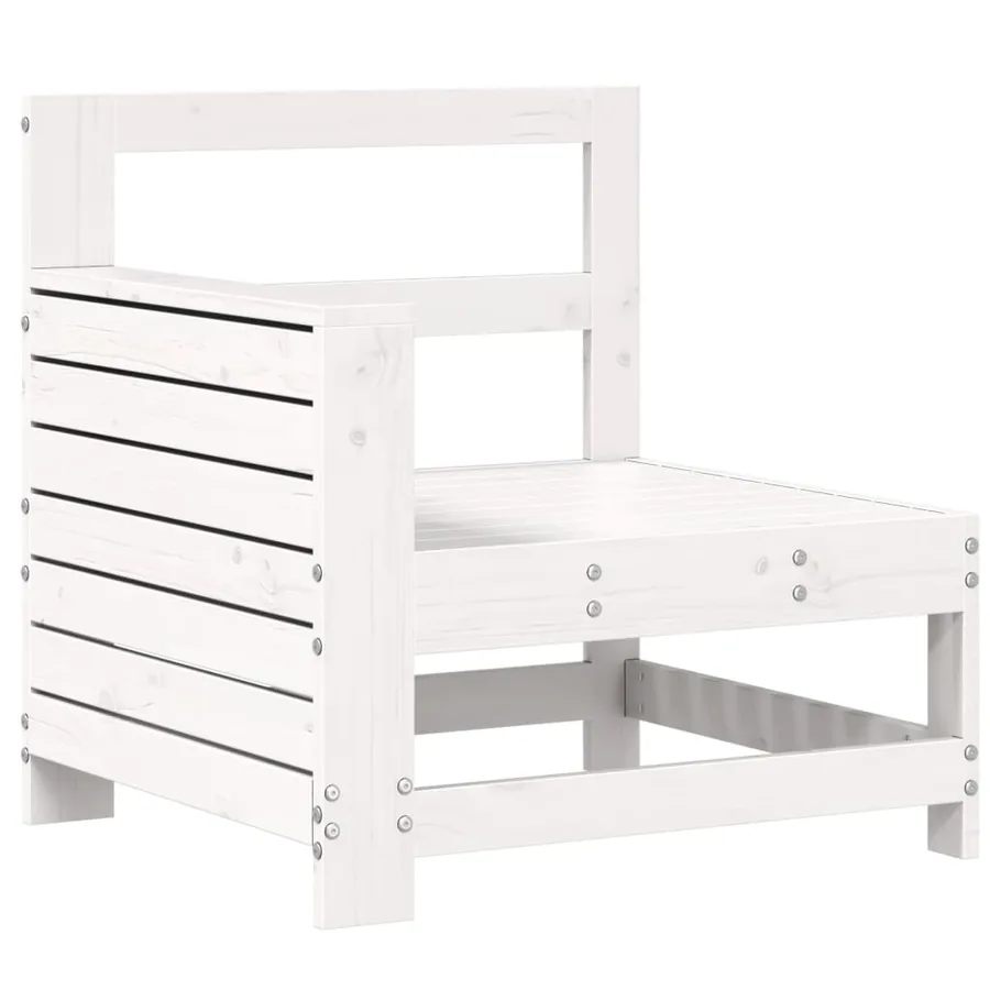 Salon de jardin 7 pcs blanc bois de pin massif - 6