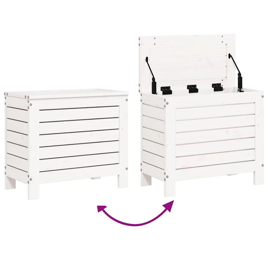Salon de jardin 7 pcs blanc bois de pin massif - 12