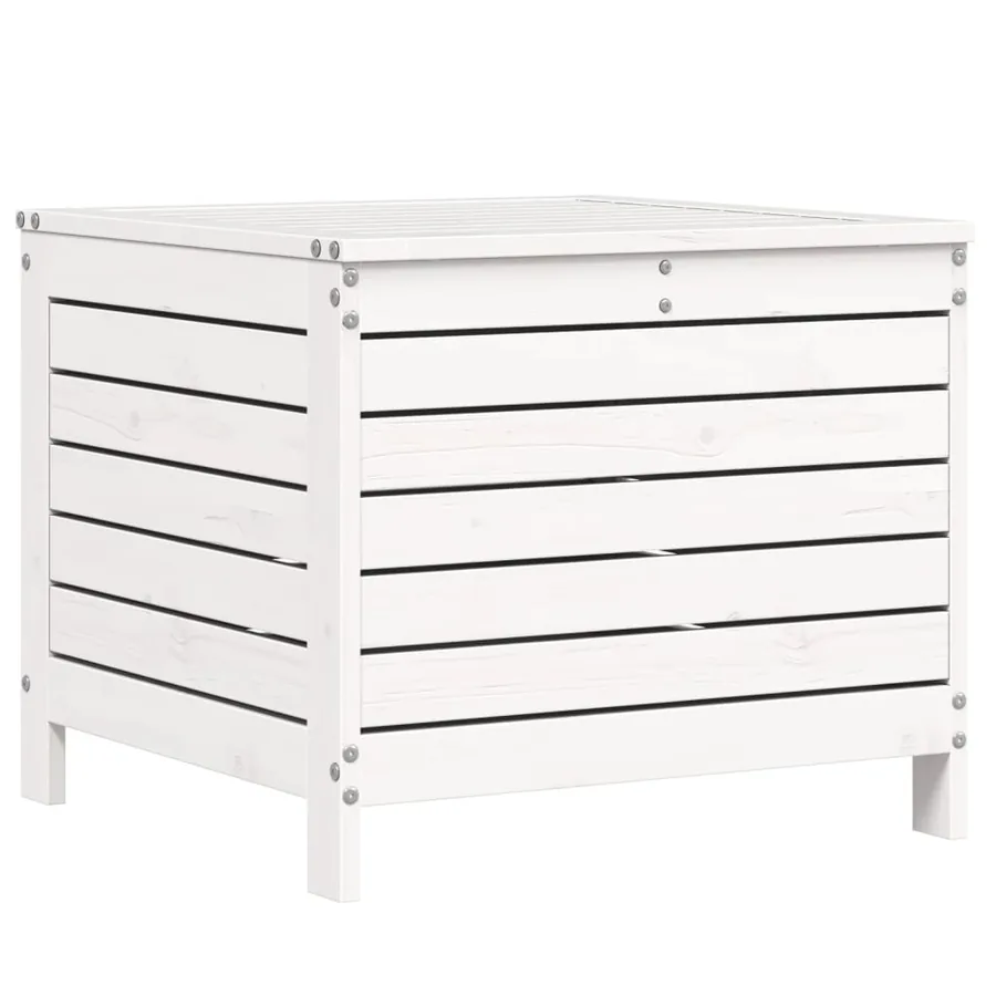 Salon de jardin 7 pcs blanc bois de pin massif - 8