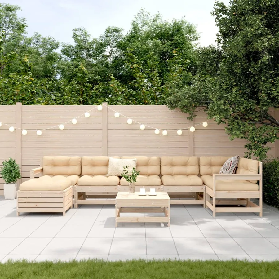 Salon de jardin 8 pcs bois de pin massif - 3