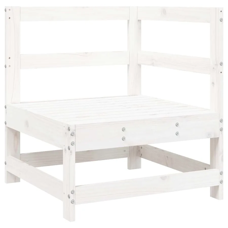 Salon de jardin 10 pcs blanc bois de pin massif - 8