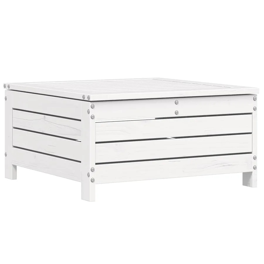 Salon de jardin 10 pcs blanc bois de pin massif - 9