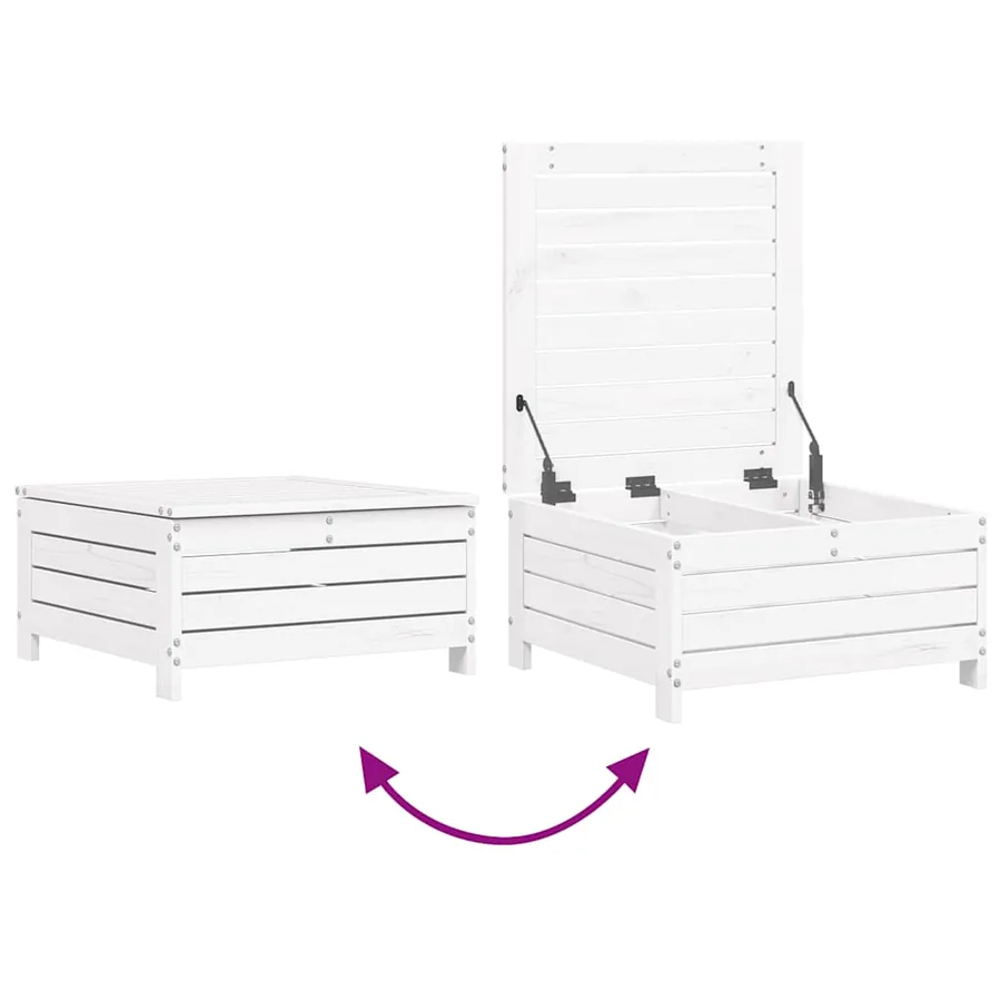 Salon de jardin 10 pcs blanc bois de pin massif - 11
