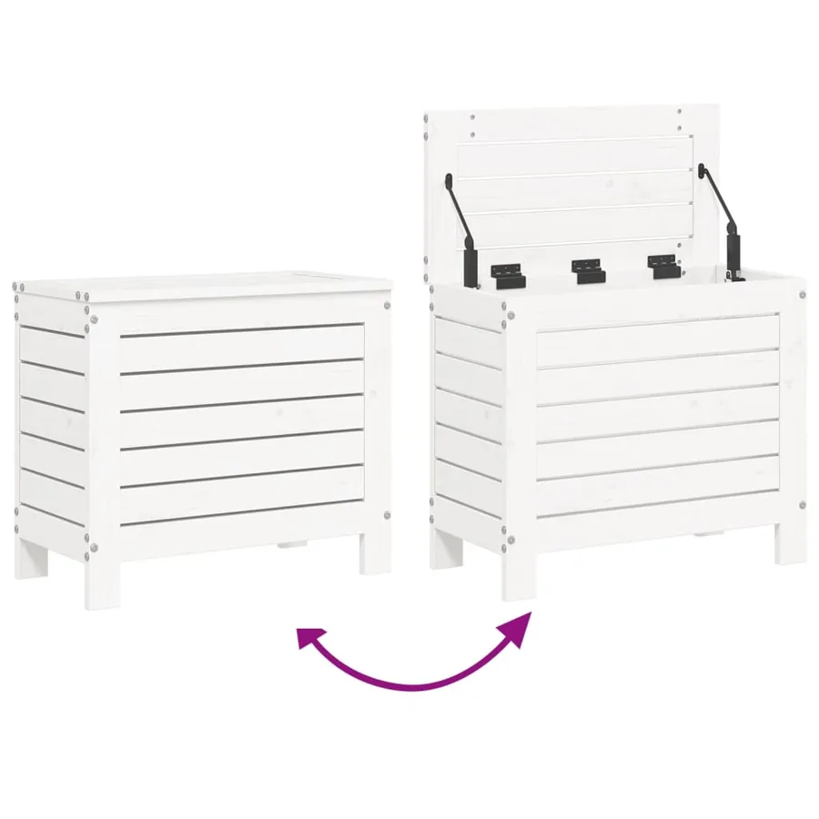 Salon de jardin 10 pcs blanc bois de pin massif - 12