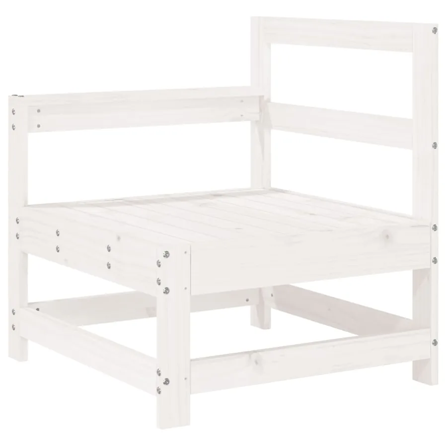 Salon de jardin 10 pcs blanc bois de pin massif - 5