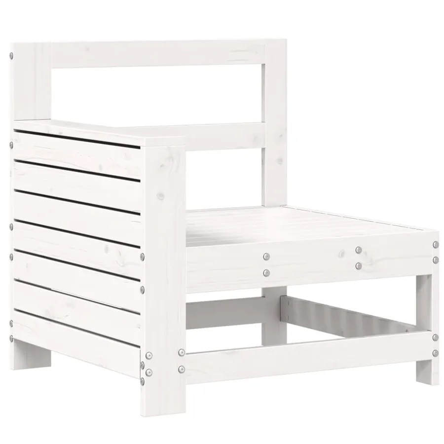 Salon de jardin 10 pcs blanc bois de pin massif - 7