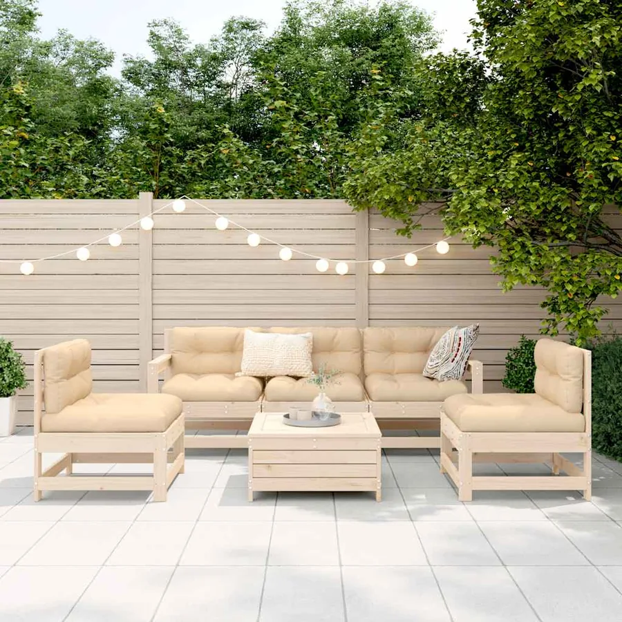 Salon de jardin 6 pcs bois de pin massif - 3