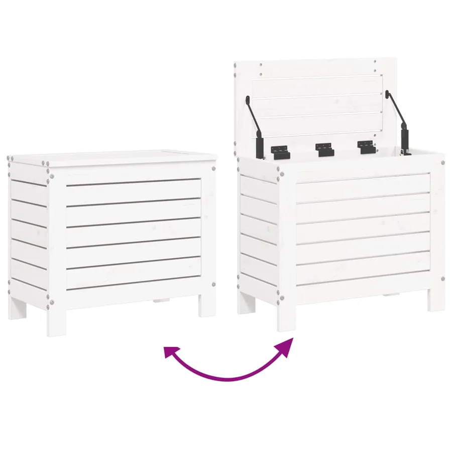 Salon de jardin 9 pcs blanc bois de pin massif - 11