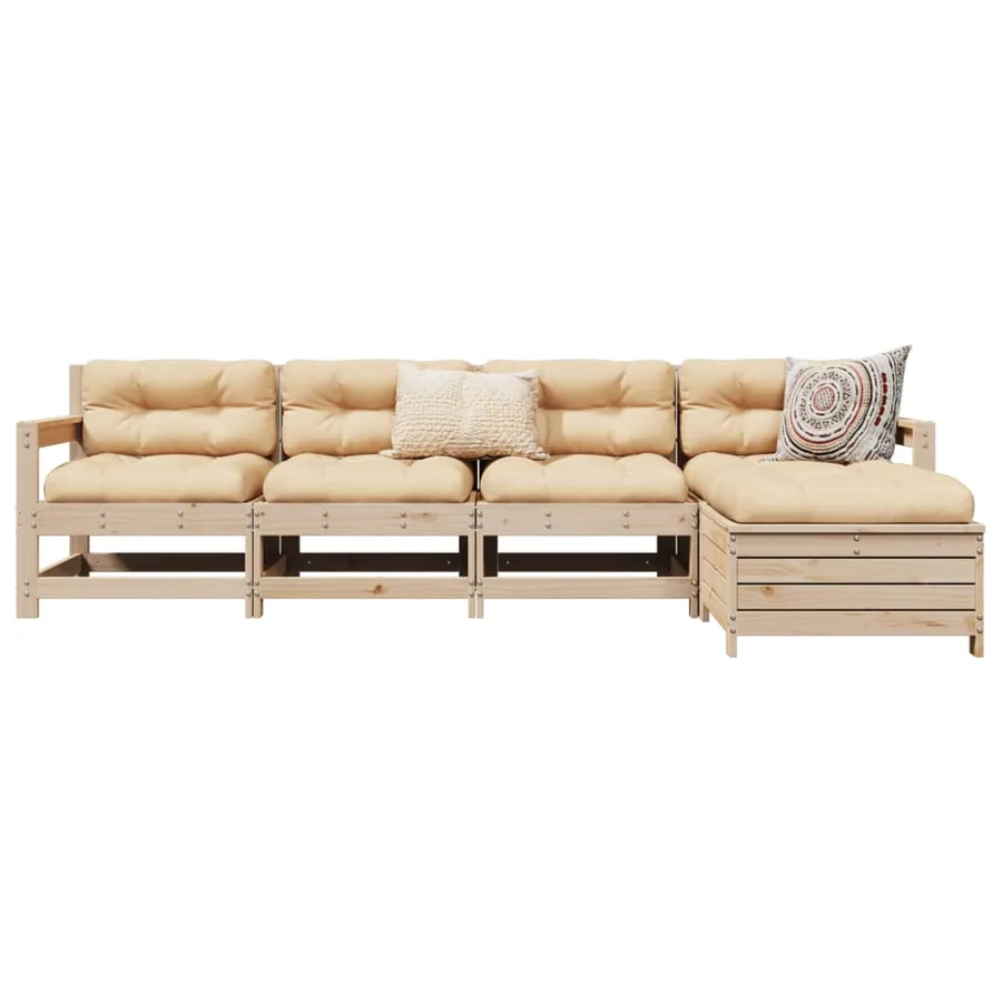 Salon de jardin 5 pcs bois de pin massif