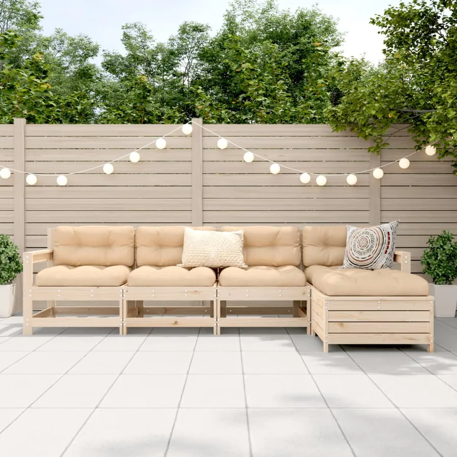 Salon de jardin 5 pcs bois de pin massif - 3