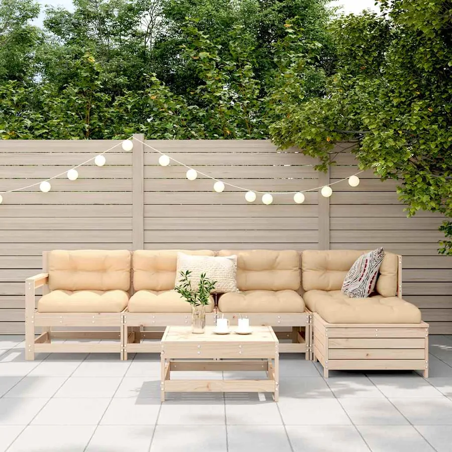 Salon de jardin 6 pcs bois de pin massif - 3