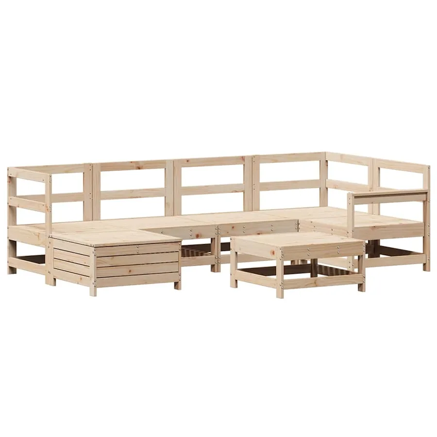 Salon de jardin 7 pcs bois de pin massif - 2