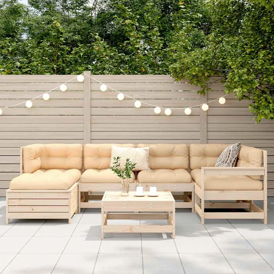 Salon de jardin 7 pcs bois de pin massif - 3