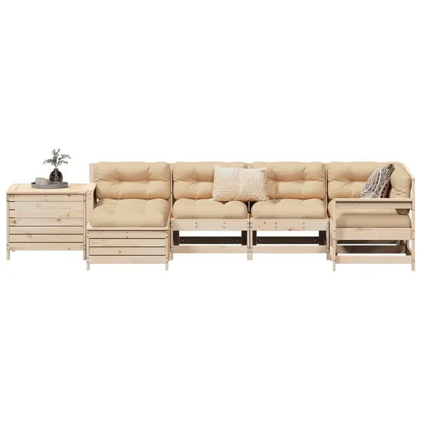 Salon de jardin 7 pcs bois de pin massif