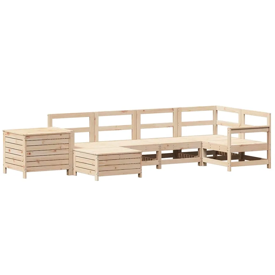 Salon de jardin 7 pcs bois de pin massif - 2