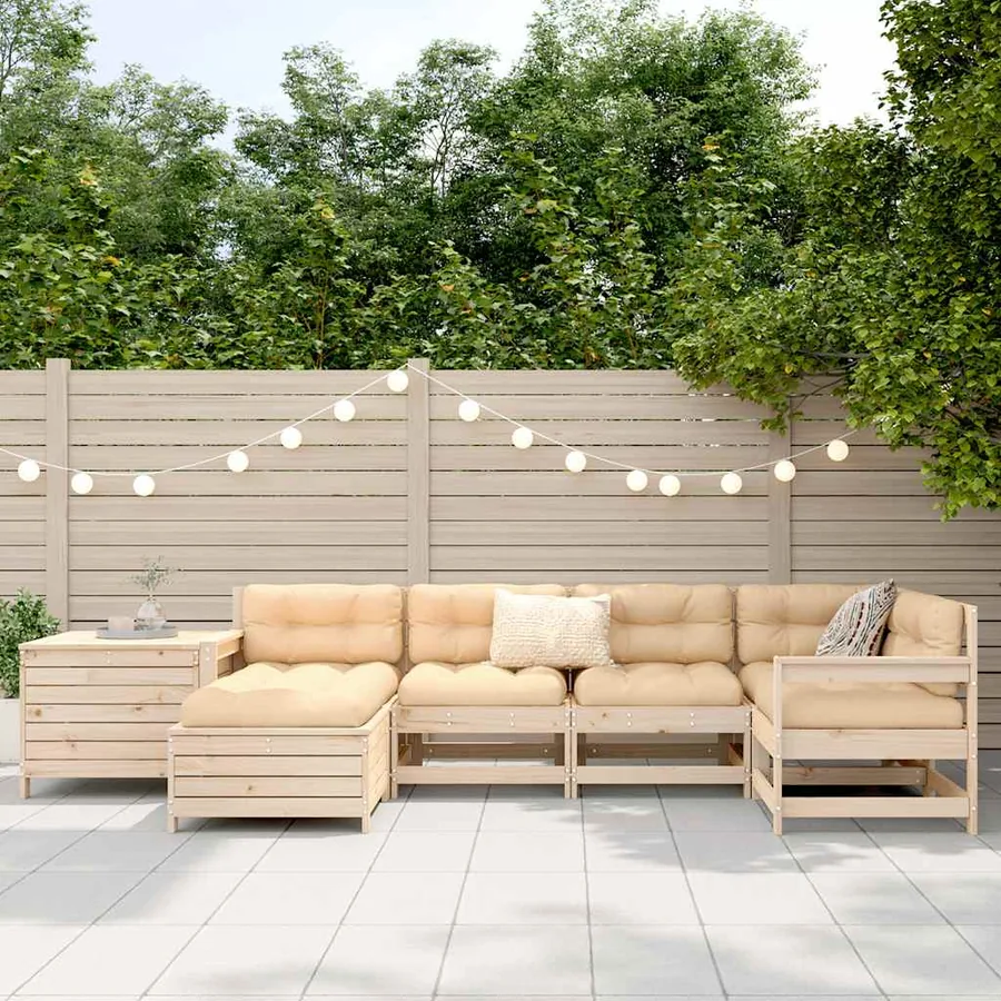 Salon de jardin 7 pcs bois de pin massif - 3