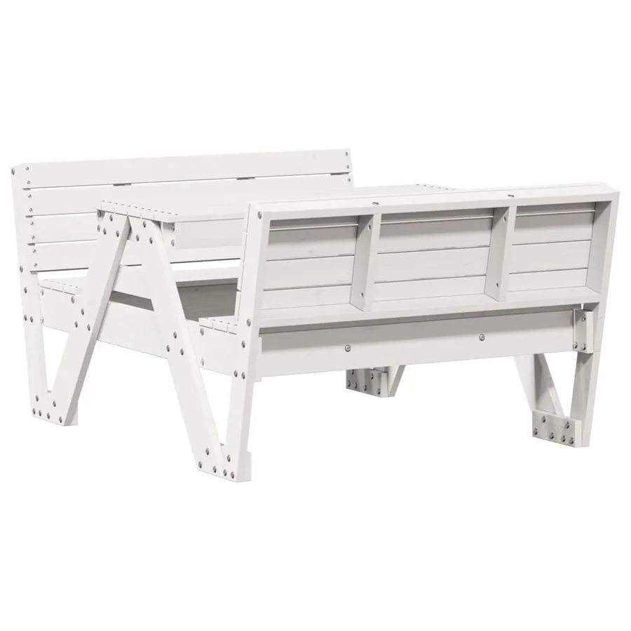 Table de pique-nique pour enfants blanc bois massif de pin - 6
