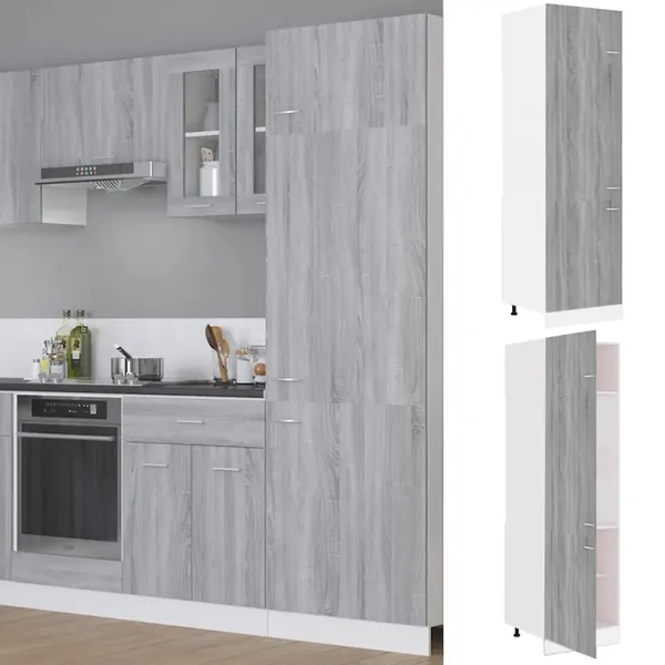 Armoire réfrigérée "Lyon" Gris Sonoma 60 x 57 x 207 cm Bois d'ingénierie