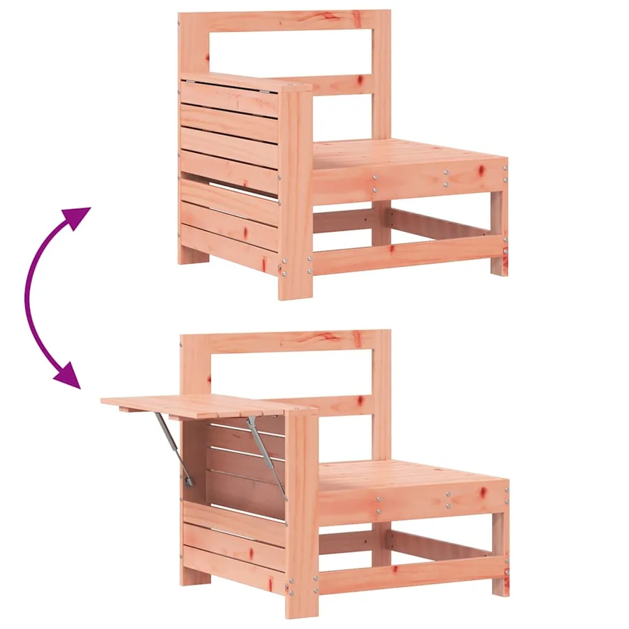 Canapé de jardin accoudoir avec table d'appoint massif douglas - 7