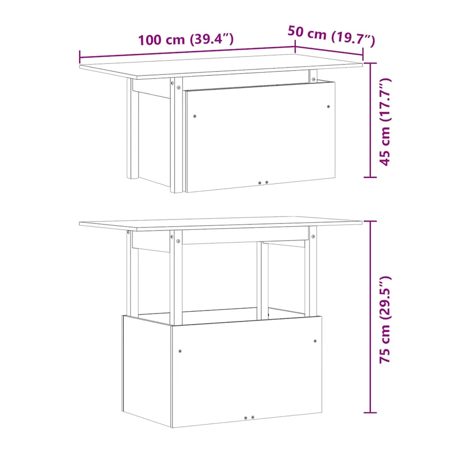 Table de jardin cire marron 100x50x75 cm bois massif de pin - 12