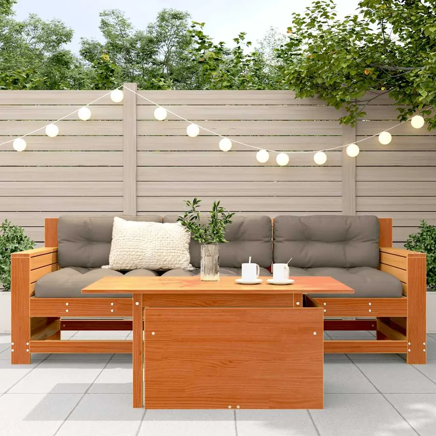 Table de jardin cire marron 100x50x75 cm bois massif de pin - 3