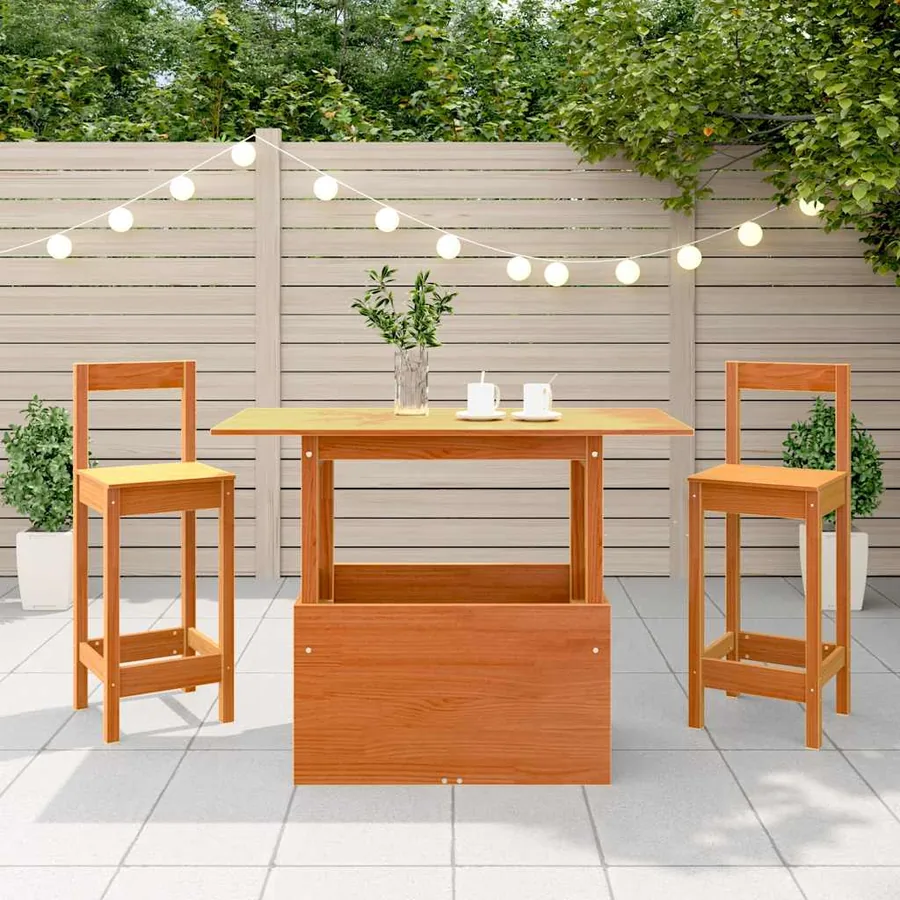 Table de jardin cire marron 100x50x75 cm bois massif de pin - 4